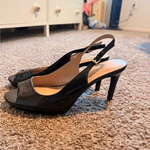 Kelly and Katie Black Slingback Heels